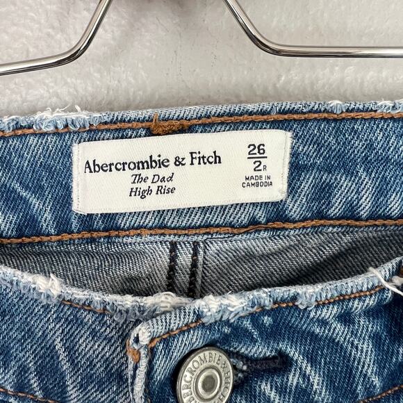 Abercrombie & Fitch Jeans Women’s Size 26 / 2 High Rise The Dad Distressed Denim - Picture 10 of 11